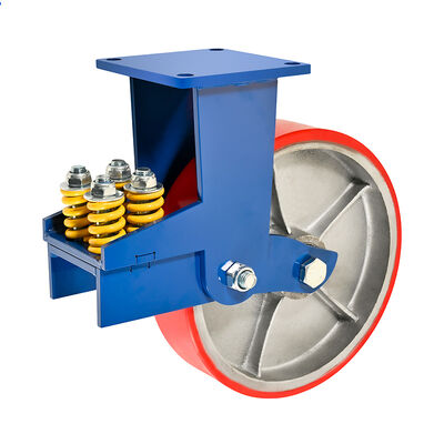 Multi-Spring Shock Absorption Galvanized Steel Spring Heavy Duty Industrial PU Wheel Caster with 2000-2500 Kg Load Capacity