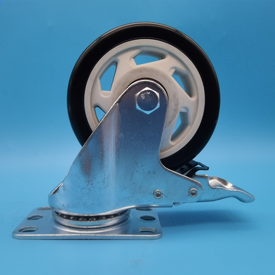 Roulettes industrielles en PP pour chariots, roulettes moyennes, roues simples de 4 pouces, roulettes rigides pivotantes verrouillables pour charges plus élevées.