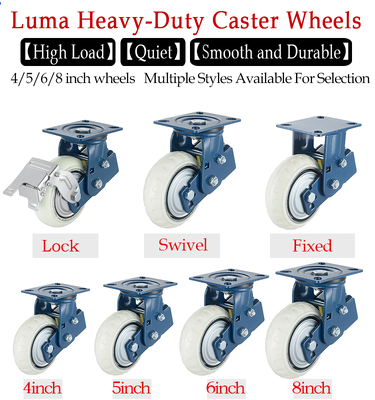 गुणवत्ता A1 औद्योगिक भारी शुल्क दोहरे वसंत आघात अवशोषक स्टील कोर पॉलीयूरेथेन कठोर कैस्टर 4''सुचारू भारी भार परिवहन फैक्टरी