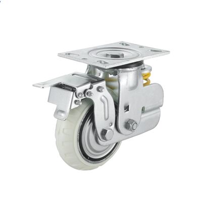 kwaliteit Vloerbescherming Zwenkwielen PU Veer Zwenkwiel Niet-strepend Industrieel Zwenkwiel 5'' Zwenkbaar Ziekenhuisbed Trolleys fabriek
