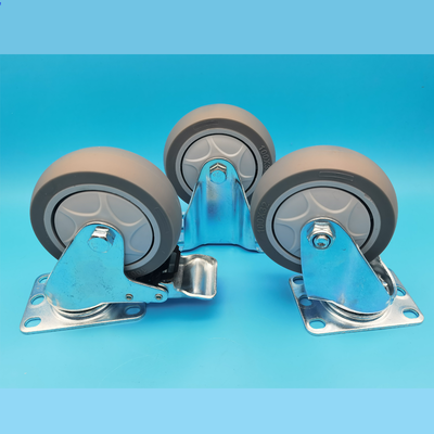 良い値段 静音工業用キャスター 中荷重 単軸 TPRホイール キャスター シングル 4インチ ロック可能 固定スイベル メディカルカート用 オンライン