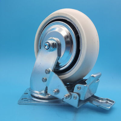 Goede prijs Industriële zware lastwielen met witte PU-wielen, 8 inch, met rem, star en zwenkbaar voor magazijnlogistiek online
