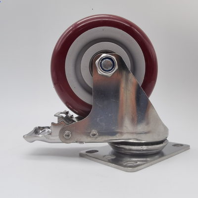 品質 最安静な操作 中途半端な負荷200kg 負荷 不鋼鉄のキャスター PUポリウレタン 5インチベアリング付き ボールキャスター 家具 ベッド 工場