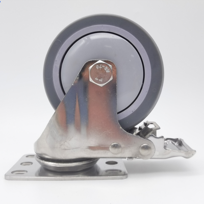 Guter Preis Mittelschwerer Servierwagen mit Lenkrollen, Edelstahlrollen, 5-Zoll-Rollen, TPR für Lebensmittel- und Getränkeverarbeitung Online