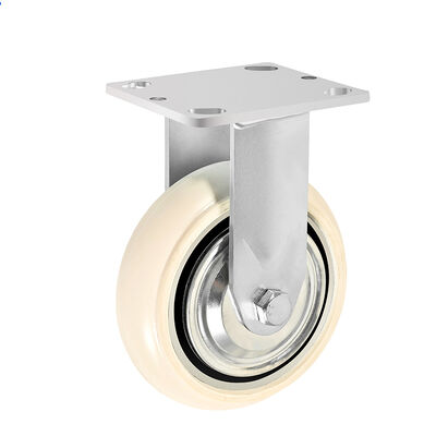 Quality  Industrial Machinery Caster Wheels OEM Caster Aviation Iron Core  White Polyurethane Swivel Caster Rigid Brake Silent Caster For Assembly Line   factory