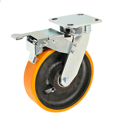 Good price Anti Shocking Industrial Yellow High-elastic PU Flat Wheel Iron Core Instrument Case Swivel Caster  Equipment Caster Wheels Factory online