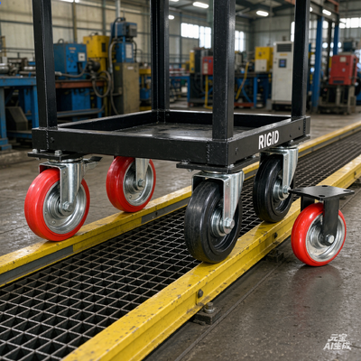 Bom preço 6 polegadas carregador de freio pesado 600kg PU roda fechável núcleo de alumínio absorvente de choque on-line