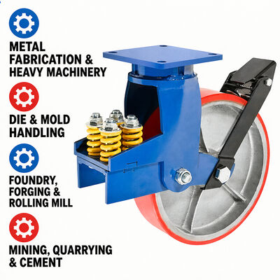 Bom preço Super pesado Flat Iron Core Caster 2500 Kg Carregamento rígido / giratório / freio 12 