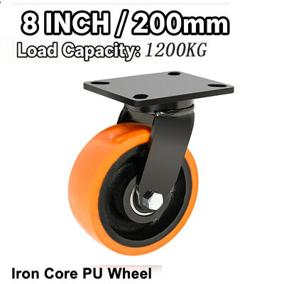 Bon prix 8 pouces rouleaux de charge extrêmement lourds noyau en fer PU caste épais bracelet 1200 kg capacité de charge grand format laser CNC en ligne