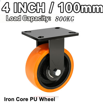قیمت خوب 4 اینچ فوق العاده سنگین وظیفه Casters آهن هسته PU طبقه 7mm ضخیم برقی سیاه 800kg ظرفیت بار آنلاین