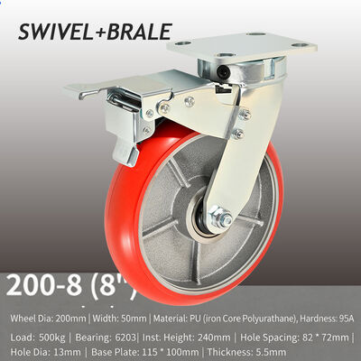 Bon prix Roulette antichoc extra résistante 500kg 200mm noyau fer PU 8