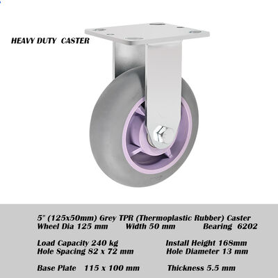 Good price 5 Inch / 125mm  Grey TPR Wheel 50mm Quiet Non Marking Caster For Epoxy Concrete Floor Mold Trolley Grey TPR Caster online